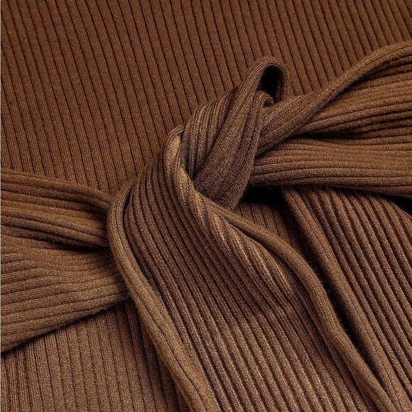 Good American | Long Sleeve Belted Body Midi Dress in Sepia - Size 1 / 2 - Picture 8 of 12